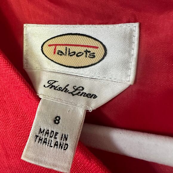 Talbots Red 100% Irish Linen Sheath Dress sz 8 Classic Career Minimalist Mature - Picture 3 of 9